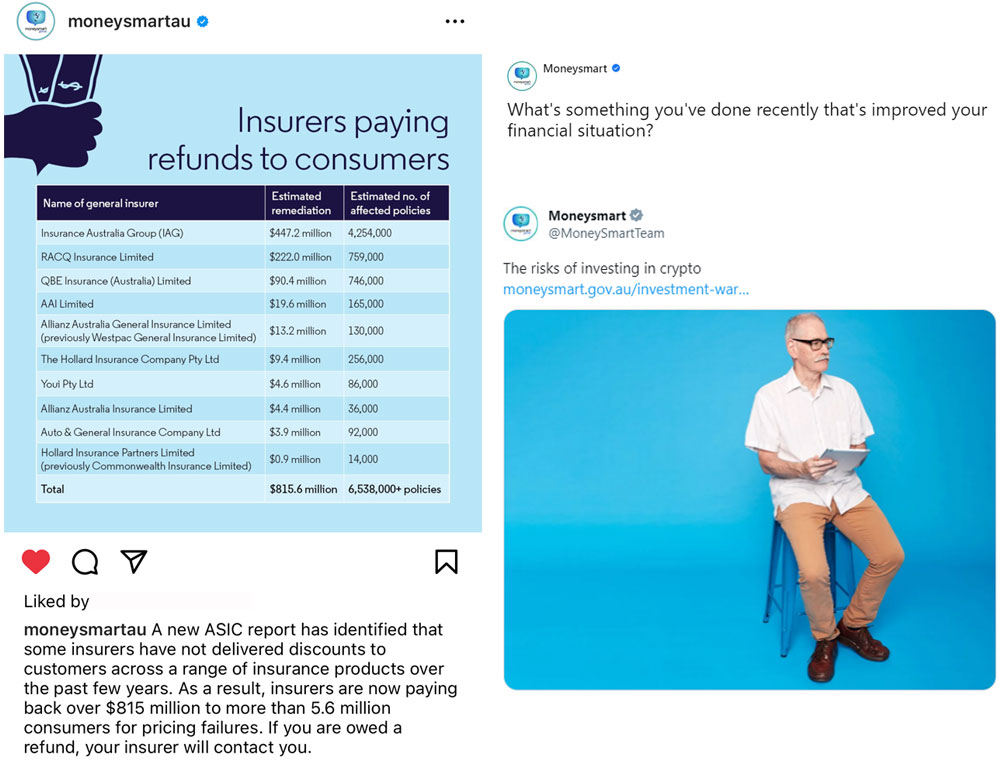 Collage of Moneysmart social media posts
